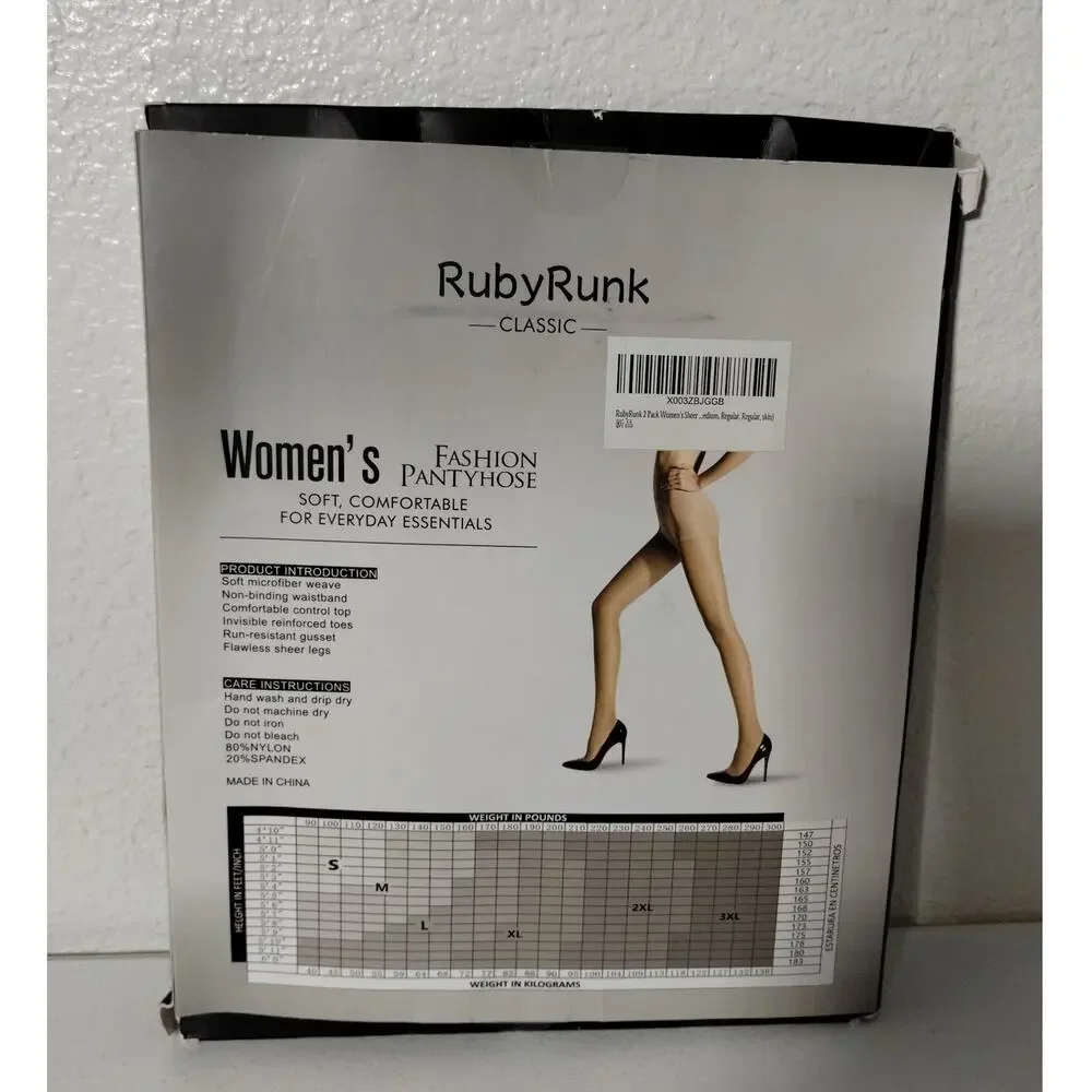 Ruby Runk Classic Size M Sheer Beige/Nude Pantyhose (Package Contains 2 Pairs)